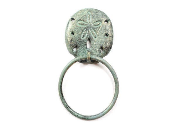 Antique Seaworn Bronze Cast Iron Sand Dollar Towel Holder 8"