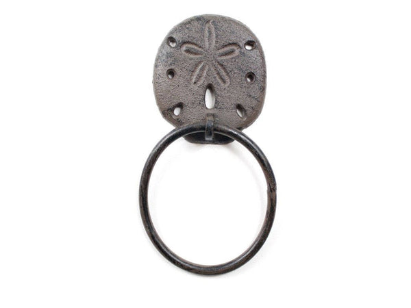 Cast Iron Decorative Sand Dollar Towel Holder 8"