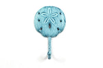 Rustic Dark Blue Whitewashed Cast Iron Sand Dollar Wall Hook 7"