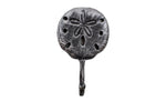 Rustic Silver Cast Iron Sand Dollar Wall Hook 7"