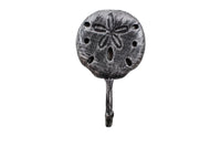 Rustic Silver Cast Iron Sand Dollar Wall Hook 7"