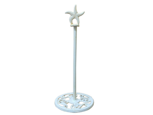 Antique White Cast Iron Starfish Extra Toilet Paper Stand 15"