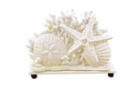 Antique White Cast Iron Seashell Napkin Holder 7"