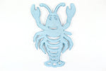 Rustic Dark Blue Whitewashed Cast Iron Lobster Trivet 11"