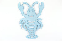 Rustic Dark Blue Whitewashed Cast Iron Lobster Trivet 11"