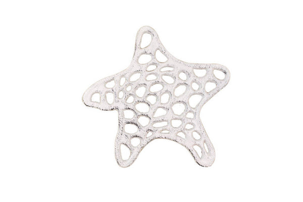 Whitewashed Cast Iron Starfish Trivet 7"