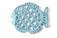 Rustic Light Blue Cast Iron Big Fish Trivet 8"