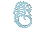 Rustic Light Blue Cast Iron Seahorse Trivet 6"