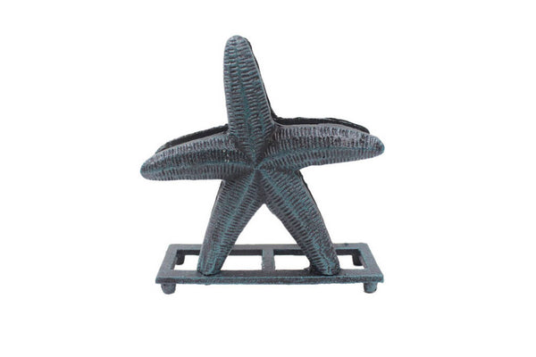 Seaworn Blue Cast Iron Starfish Napkin Holder 6"