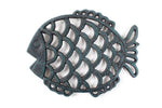Seaworn Blue Cast Iron Big Fish Trivet 8"