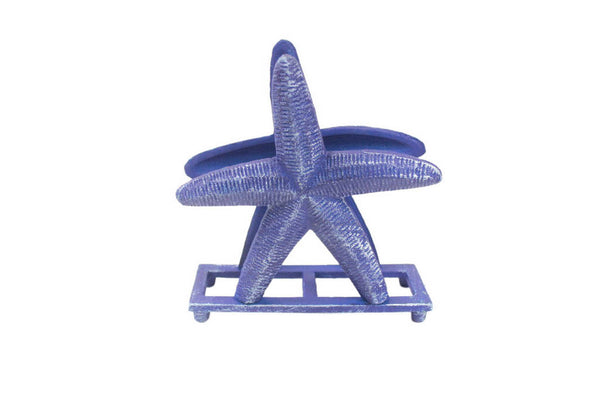 Rustic Dark Blue Cast Iron Starfish Napkin Holder 6"