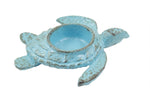 Rustic Light Blue Cast Iron Turtle Decorative Tealight Holder 5"