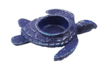 Rustic Dark Blue Cast Iron Turtle Decorative Tealight Holder 5"