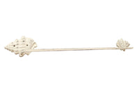 Whitewashed Cast Iron Conch Shell Bath Towel Holder 28"