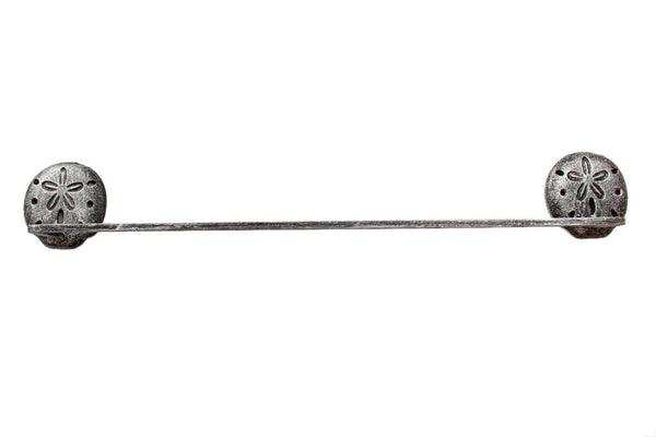 Rustic Silver Cast Iron Sand Dollar Bath Towel Holder 27"