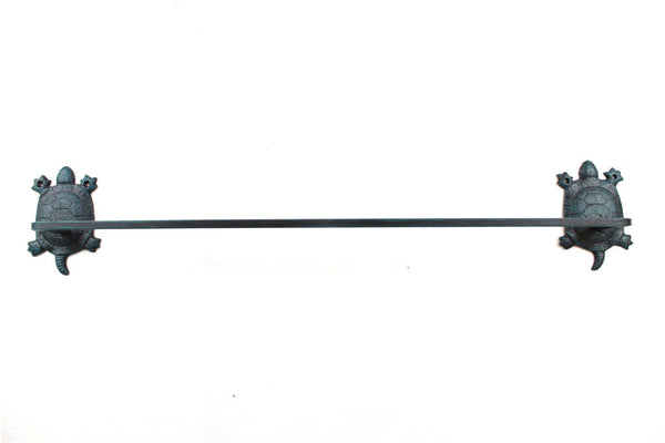 Seaworn Blue Cast Iron Decorative Turtle Bath Towel Holder 26"