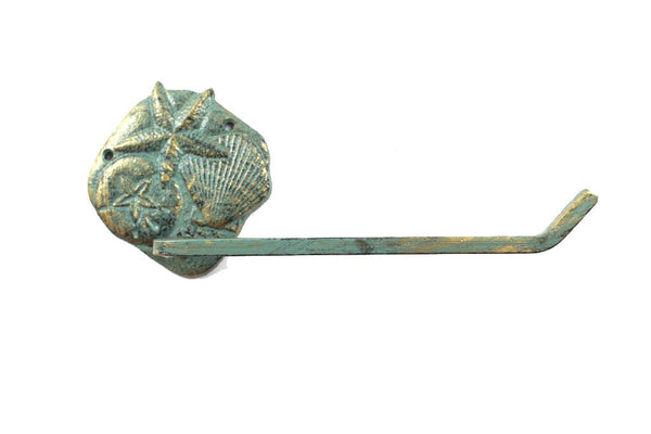 Antique Seaworn Bronze Cast Iron Shell Sand Dollar Starfish Toilet Paper Holder 10"