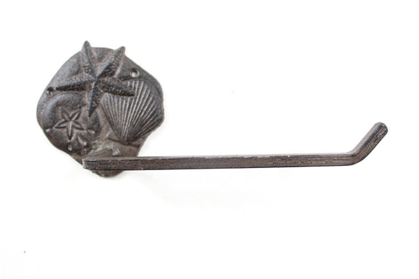 Cast Iron Shell Sand Dollar Starfish Toilet Paper Holder 10"
