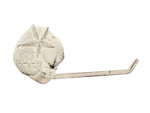 Whitewashed Cast Iron Shell Sand Dollar Starfish Toilet Paper Holder 10"