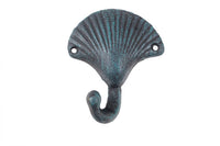 Seaworn Blue Cast Iron Seashell Hook 6"