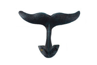 Seaworn Blue Cast Iron Decorative Whale Tail Hook 5"