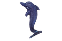 Rustic Dark Blue Cast Iron Dolphin Hook 7"