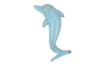 Rustic Light Blue Cast Iron Dolphin Hook 7"