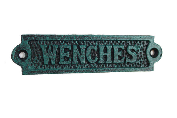 Seaworn Blue Cast Iron Wenches Sign 6"
