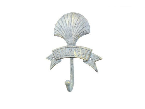 Antique Seaworn Bronze Cast Iron Seashell Beach Hook 8"