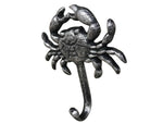 Rustic Silver Cast Iron Wall Mounted Crab Hook 5"