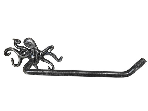 Antique Silver Cast Iron Octopus Toilet Paper Holder 11"