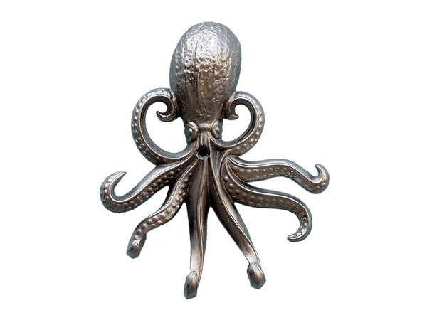 Silver Finish Wall Mounted Octopus Hooks 7"
