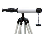 Standing Oil-Rubbed Bronze with White Leather and White Stand Harbor Master Telescope 30"