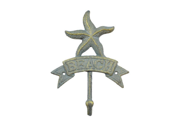 Antique Seaworn Bronze Cast Iron Starfish Beach Hook 8"