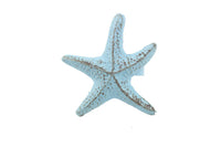 Rustic Light Blue Cast Iron Starfish Napkin Ring 3" - Set of 2