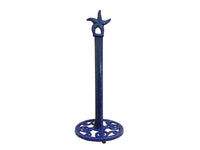 Rustic Dark Blue Cast Iron Starfish Extra Toilet Paper Stand 15"