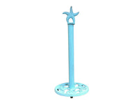 Rustic Light Blue Cast Iron Starfish Extra Toilet Paper Stand 15"