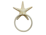 Antique White Cast Iron Starfish Towel Holder 8.5"