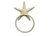 Antique White Cast Iron Starfish Towel Holder 8.5"