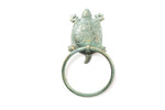 Antique Seaworn Bronze Cast Iron Turtle Towel Holder 8"