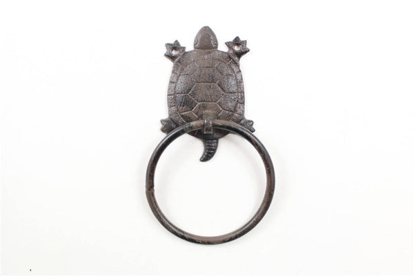 Cast Iron Decorative Turtle Towel Holder 8"