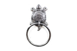 Rustic Silver Cast Iron Turtle Towel Holder 8"