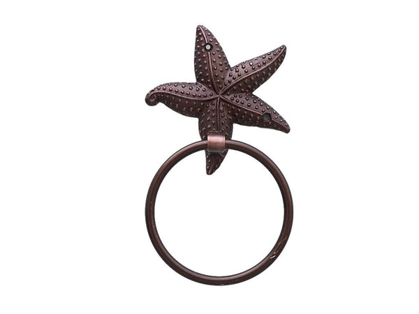 Antique Copper Starfish Towel Holder 9"
