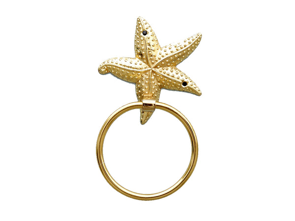 Gold Finish Starfish Towel Holder 9"