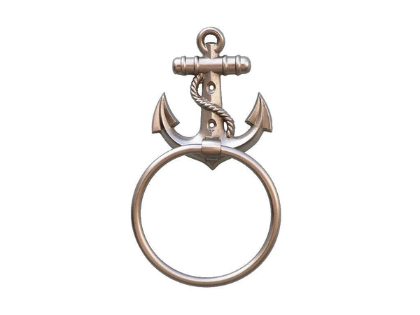Silver Finish Anchor Towel Holder 9"