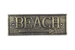 Rustic Gold Cast Iron Beach Sign 10"
