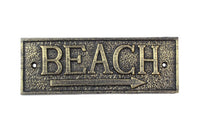 Rustic Gold Cast Iron Beach Sign 10"