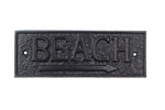 Rustic Black Cast Iron Beach Sign 10"