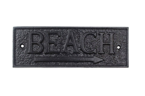 Rustic Black Cast Iron Beach Sign 10"