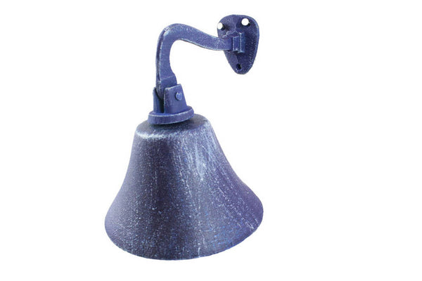Rustic Dark Blue Cast Iron Hanging Ship's Bell 6"